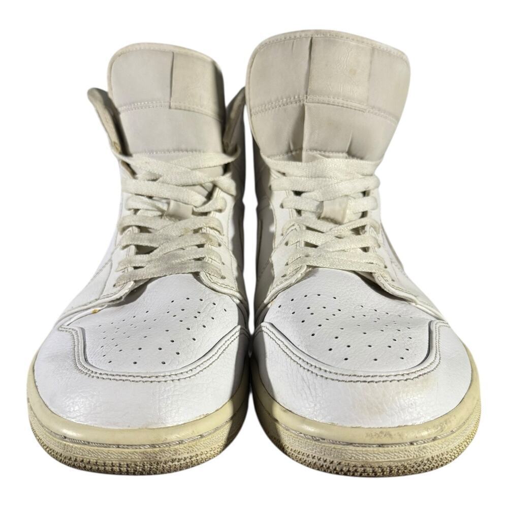 Nike Air Jordan 1 Mid White 554724-129 Men’s Size 12 Leather Retro Sneakers - Picture 2 of 8
